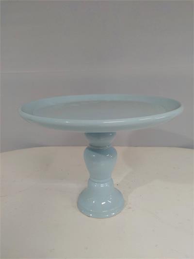 Porta Doce Pé Torneado Alto Azul Claro 23Cm Alt X 30Cm Diametro - BB Festas Aluguel 
