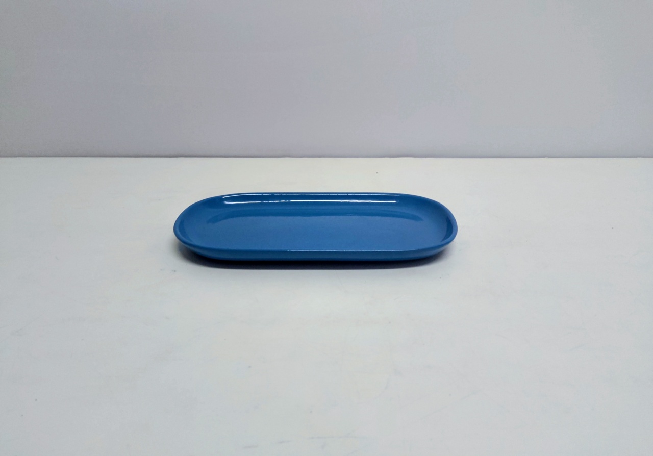 Bandeja Oval Reta Azul Oceano 2Cm Alt X 26Cm Larg X 14Cm Comp - BB Festas Aluguel 