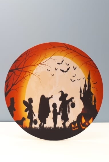 Painel Sublimado Redondo Halloween Fantasias 60Cm - BBFestasAluguel 