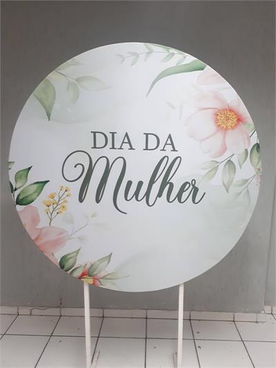 Painel Sublimado Redondo Dia da Mulher 1,30Cm - BB Festas Aluguel 