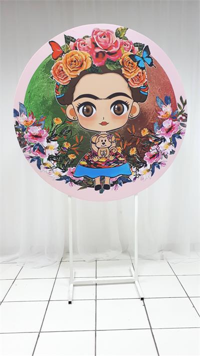 Painel Sublimado Redondo Frida  1,30Cm - BB Festas Aluguel 