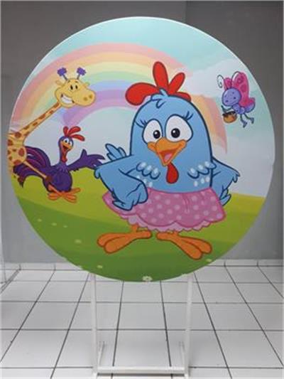 Painel Sublimado Redondo Turma Galinha Pintadinha 1,30Cm - BB Festas Aluguel 