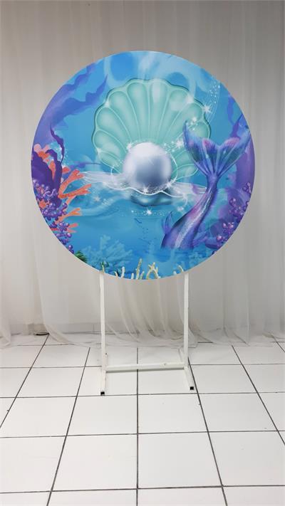 Painel Sublimado Redondo Sereia 1,30Cm - BB Festas Aluguel 