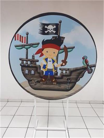Painel Sublimado Redondo Piratinha 1,30Cm - BB Festas Aluguel 