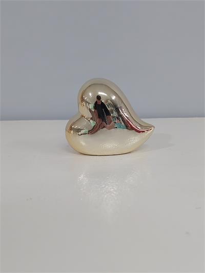 Coração Curvado Louça Dourada Alt 8Cm X 8Cm X 7Cm - BB Festas Aluguel 