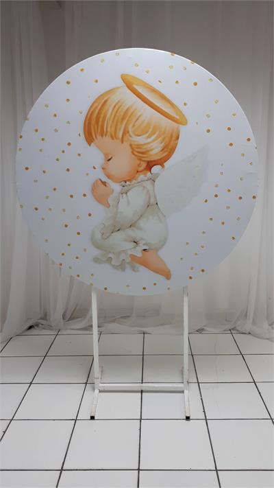 Painel Sublimado Redondo Anjo Rezando 1,30Cm - BB Festas Aluguel 