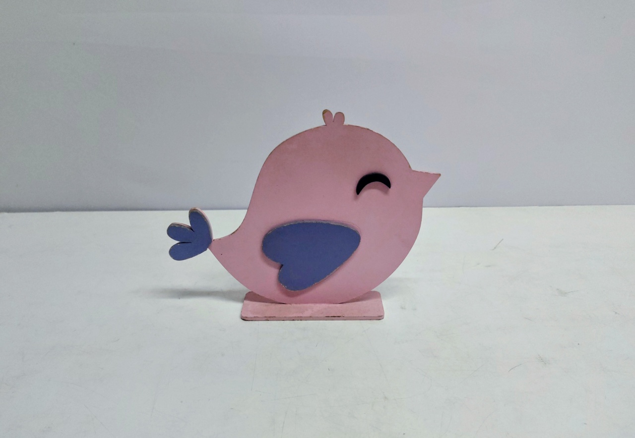 Totem Passarinho Rosa 19Cm Alt X 23Cm Larg  - BB Festas Aluguel 