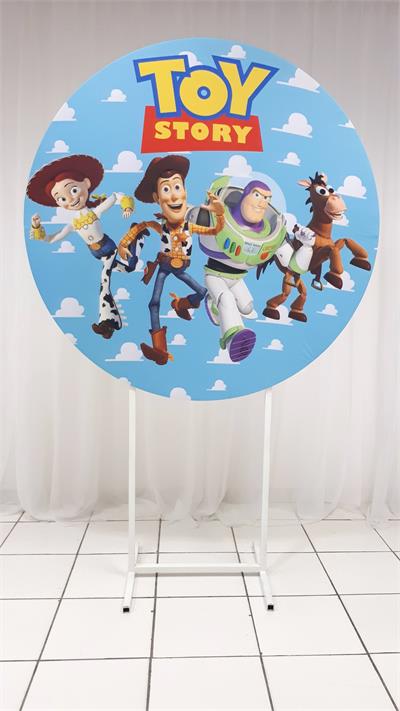Painel Sublimado Redondo Toy Story 1,30Cm - BB Festas Aluguel 