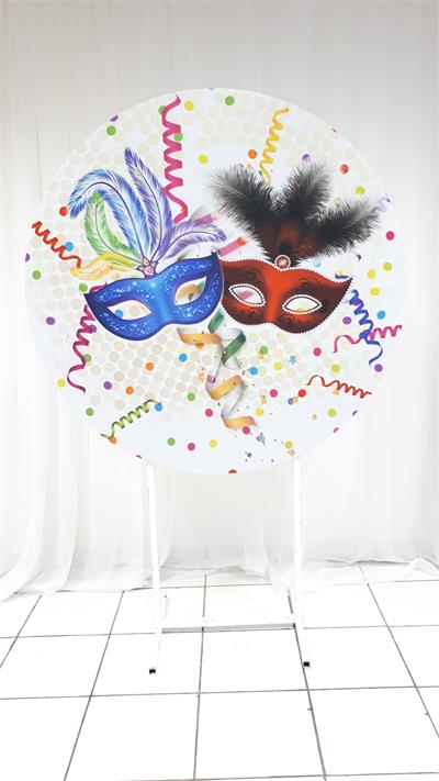 Painel Sublimado Redondo Mascara Carnaval 1,30Cm - BB Festas Aluguel 