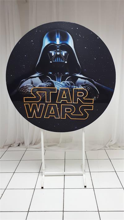 Painel Sublimado Redondo Dart Vader 1,30Cm - BB Festas Aluguel 