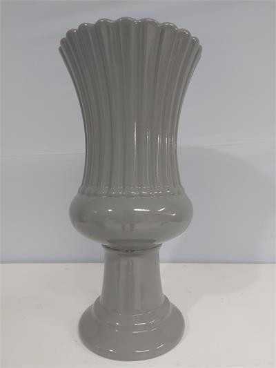 Vaso Taça Canelado Gg Cinza 36Cm X 18Cm - BB Festas Aluguel 
