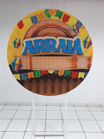 Painel Sublimado Redondo Arraiá (São João) 3D 1,30Cm - BB Festas Aluguel 