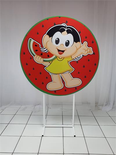 Painel Sublimado Redondo Magali Com Melancia 1,30Cm - BB Festas Aluguel 