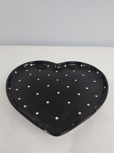 Bandeja Coração/G Preto Poá 3Cm Alt 24Cm Larg X 27Cm Comp - BB Festas Aluguel 
