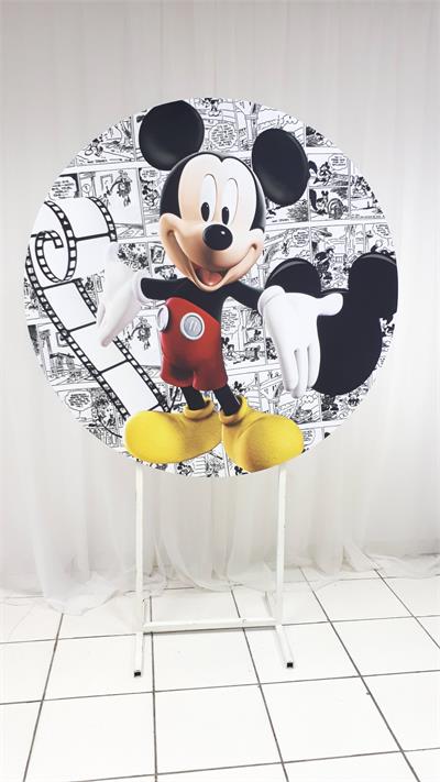Painel Sublimado Redondo Mickey 1,30Cm - BB Festas Aluguel 