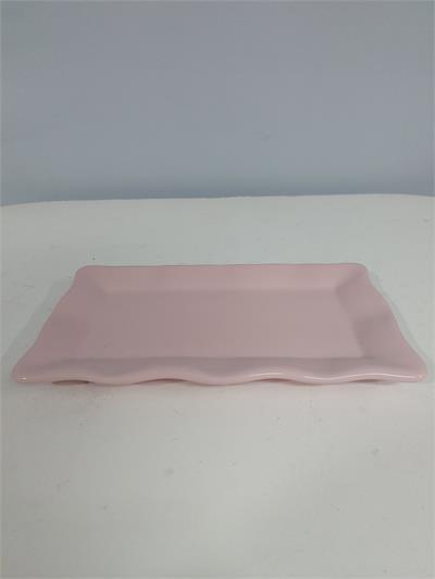 Bandeja Retangular Babado Sem Pé Rosa Claro  2Cm Alt 16Cm Larg X 28Cm Comp - BB Festas Aluguel 