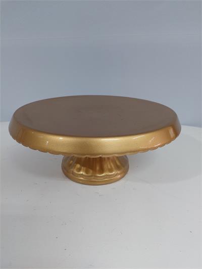 Boleira Baixa Dourada 14Cm X 30Cm - BB Festas Aluguel 