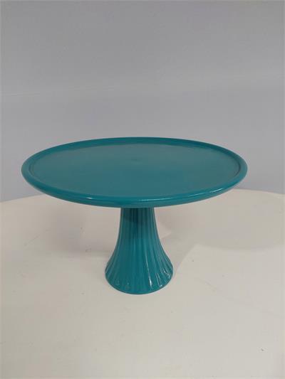 Porta Doce Pé Canelado G Azul Tiffany 20Cm X 30Cm - BB Festas Aluguel 