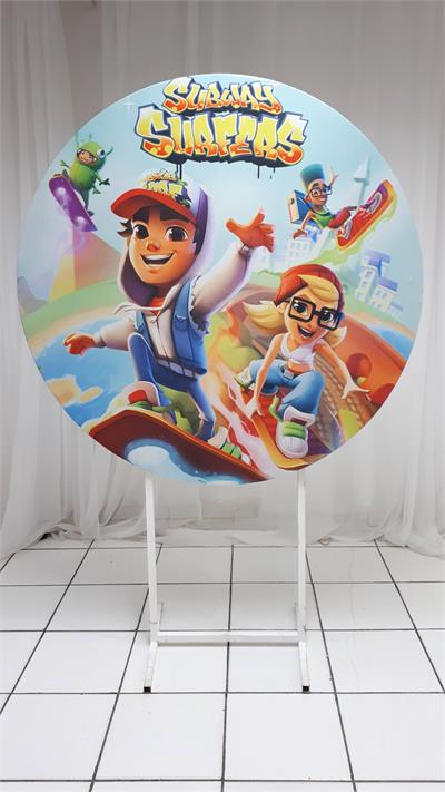 Painel Sublimado Redondo Subway Surfers 1,30Cm - BB Festas Aluguel 
