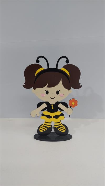 Totem Menina de Abelha Em Mdf  25Cm X 15Cm - BB Festas Aluguel 