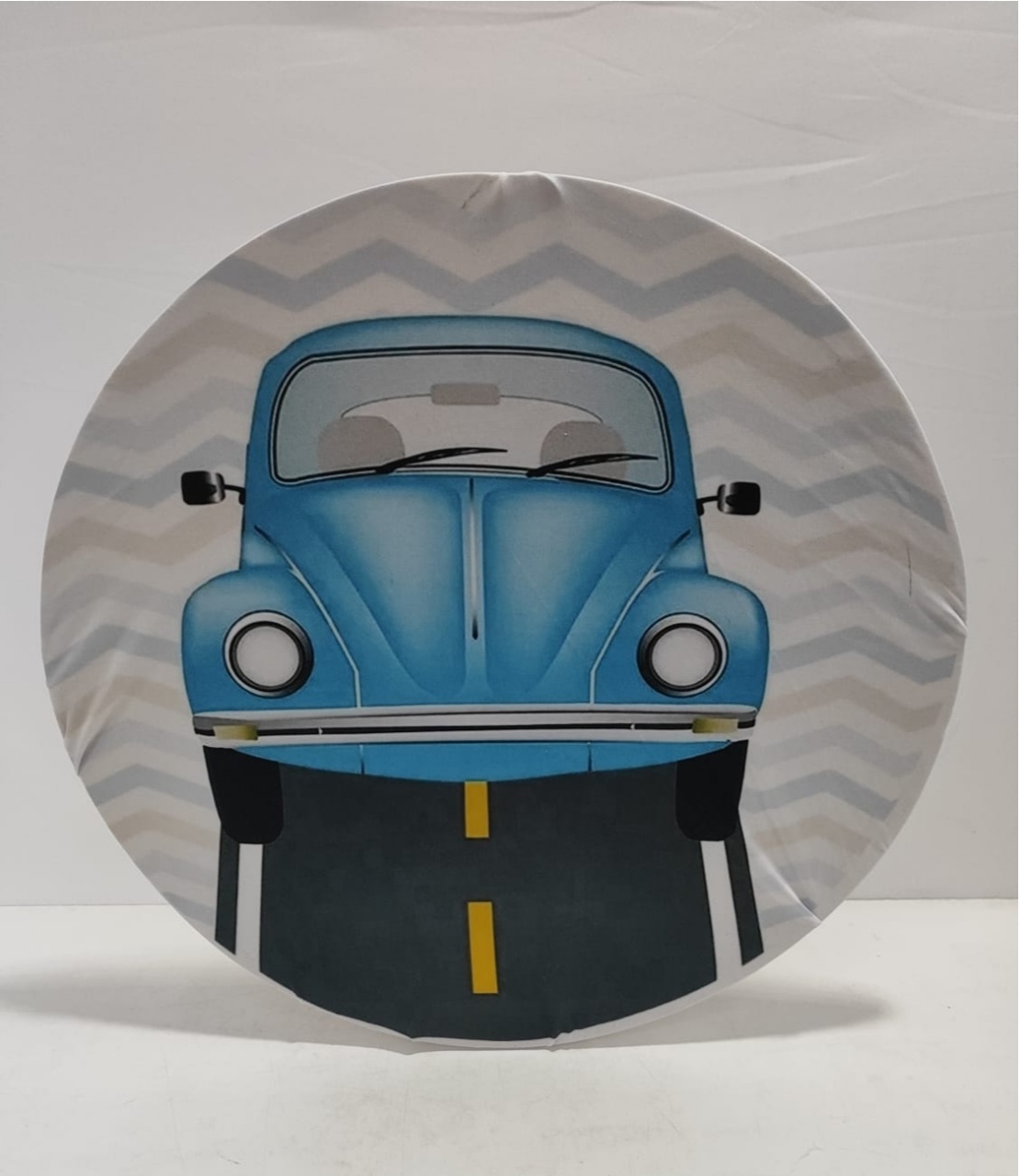 Painel Sublimado Redondo Fusca Azul 60Cm - BBFestasAluguel 
