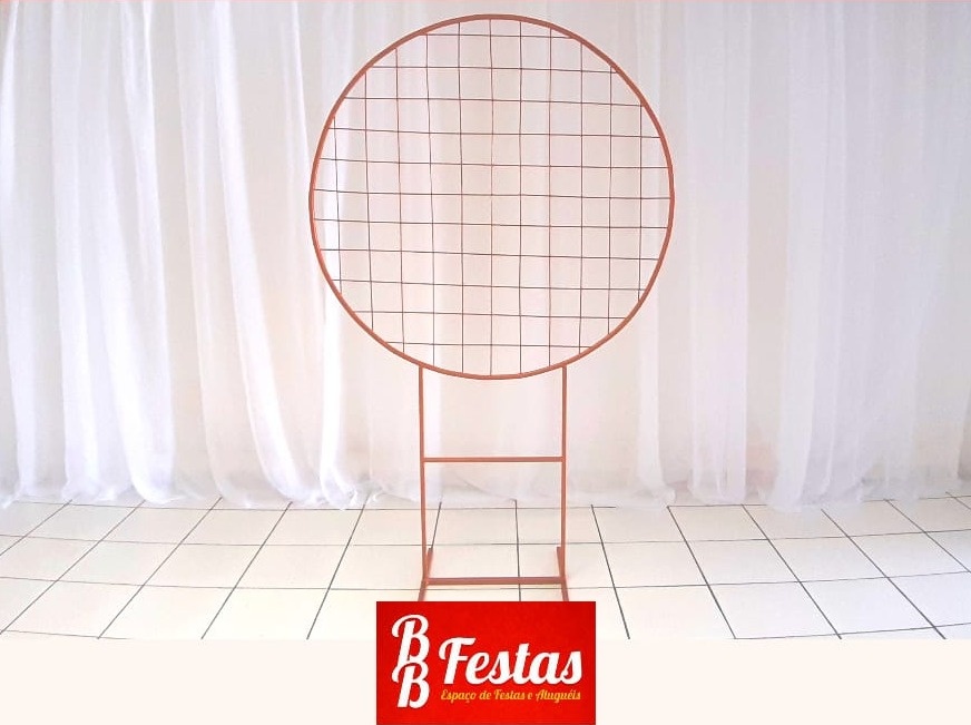 Painel Redondo Telado Rosê 2M Alt X 1,25M Diametro - BB Festas Aluguel 