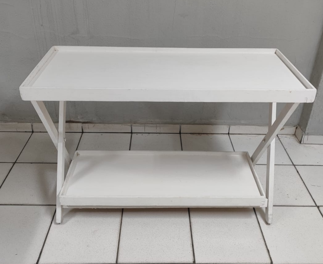 Aparador Desmontável Com 2 Prateleiras Branco 80Cm Alt X 1,15M - BBFestasAluguel 