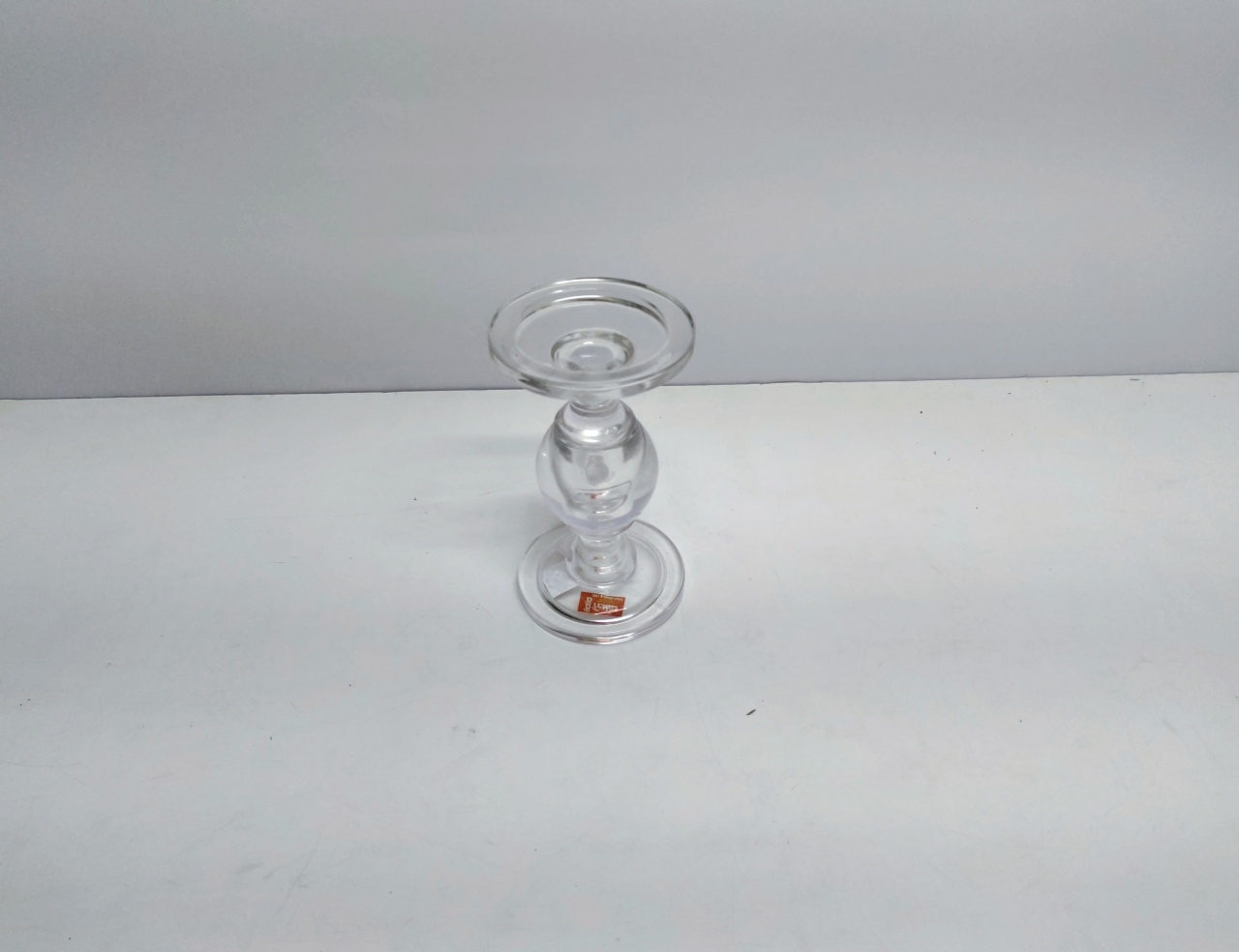 Castiçal de Vidro/M Pé Torneado 20Cm Alt X 11Cm Diametro  - BB Festas Aluguel 