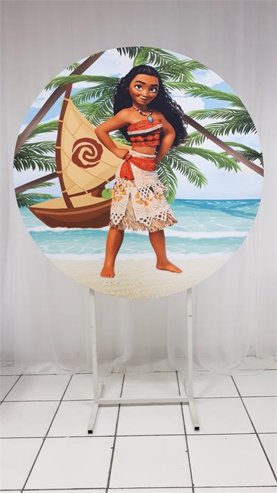 Painel Sublimado Redondo Moana 1,30Cm - BB Festas Aluguel 