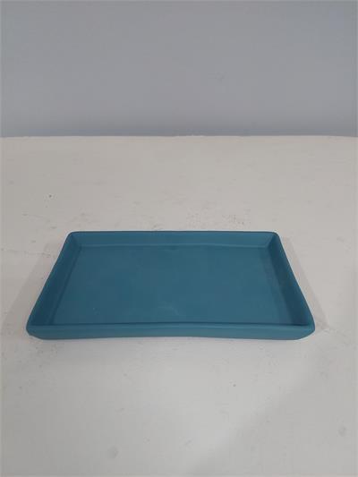 Bandeja Fosca Retangular Reta Sem Pé Azul Turquesa Alt2Cm 11Cm X 18Cm - BB Festas Aluguel 