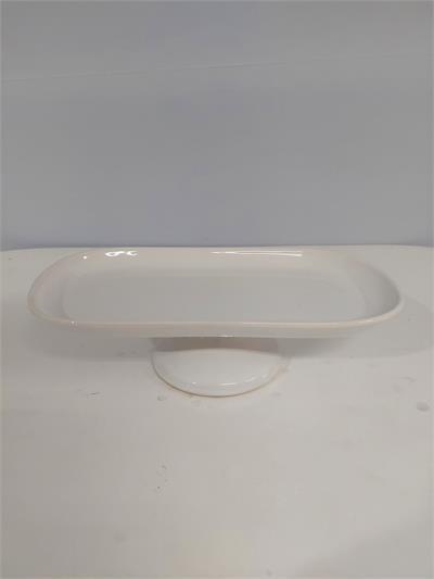 Porta Doce Oval Baixo Branco Alt7Cm 14Cm X 26Cm - BB Festas Aluguel 