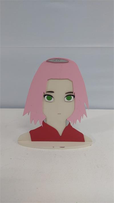 Totem 3D Sakura Em Mdf (Naruto) 19Cm X 19Cm - BB Festas Aluguel 