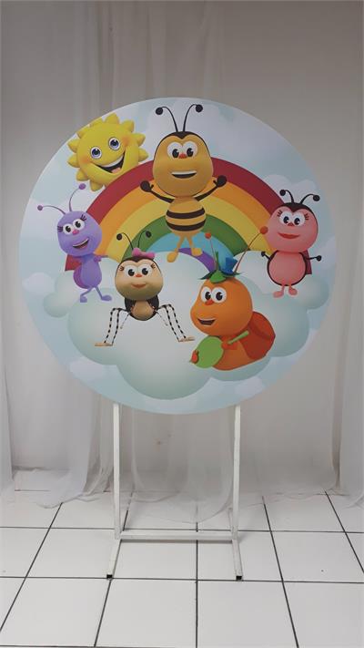 Painel Sublimado Redondo Bichi Kids 1,30Cm - BB Festas Aluguel 