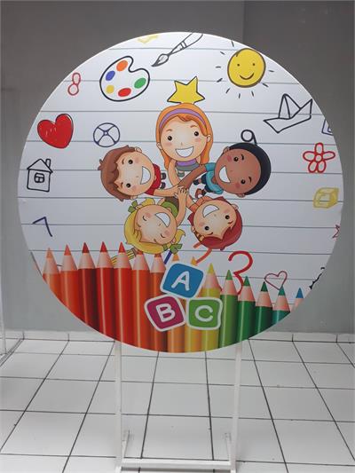 Painel Sublimado Redondo Abc Colorido 1,30Cm - BB Festas Aluguel 
