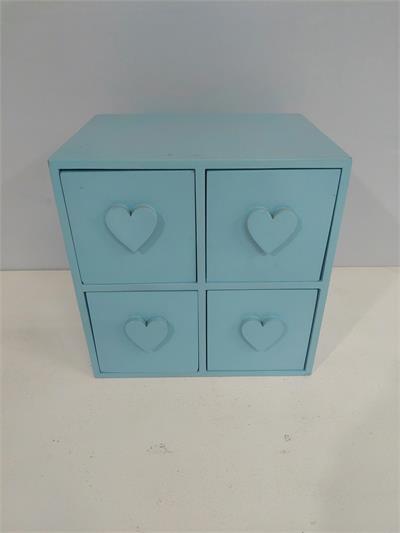 Comoda de Mesa Com 4 Gavetas de Mesa Azul Claro Alt 20Cm X 20Cm X 20Cm - BB Festas Aluguel 