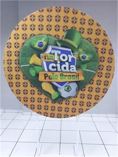 Painel Sublimado Redondo Na Torcida Pelo Brasil Copa Do Mundo (Futebol) 1,30Cm - BB Festas Aluguel 
