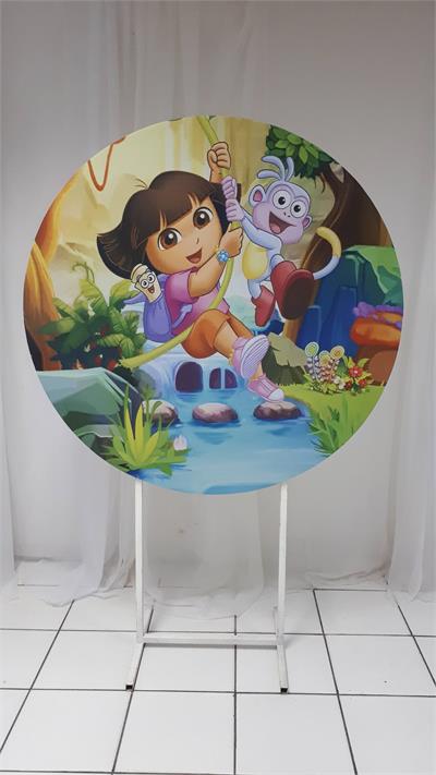 Painel Sublimado Redondo Dora Aventureira 1,30Cm (Bb Festas) - BB Festas Aluguel 