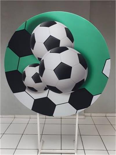Painel Sublimado Redondo Bolas de Futebol 130Cm - BB Festas Aluguel 