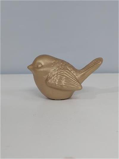 Pássaro Louça Dourada Fosco Alt 7Cm X 12Cm X 7Cm - BB Festas Aluguel 