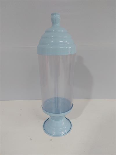 Bomboniere Alto Acetato Com Metal Azul Claro 40Cm X 12Cm - BB Festas Aluguel 