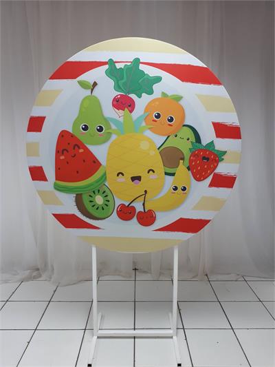 Painel Sublimado Redondo Frutinhas 1,30Cm - BB Festas Aluguel 