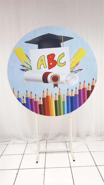 Painel Sublimado Redondo Abc 1,30Cm - BB Festas Aluguel 