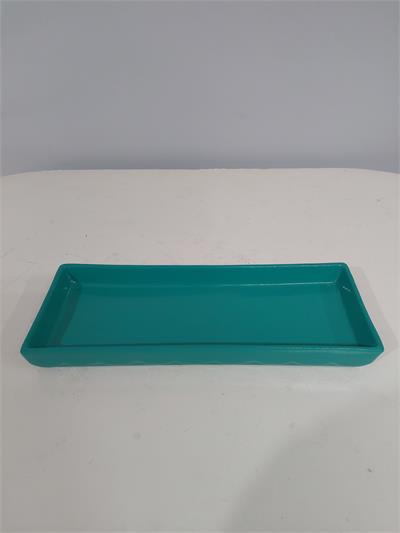 Bandeja Retangular Reto Fundo Verde Tiffany Alt3Cm 12Cm X 31Cm - BB Festas Aluguel 