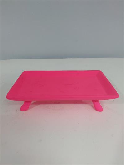 Bandeja Retangular Reto Com Pé Pp Pink Neon Alt5Cm 13Cm X 22Cm - BB Festas Aluguel 