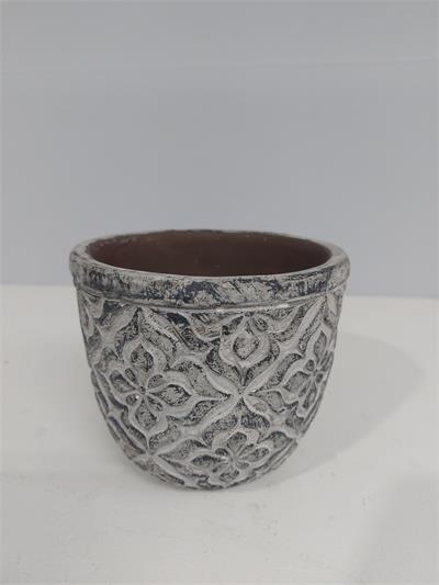 Cachepo Trabalhado Cinza 11Cm X 12Cm - BB Festas Aluguel 
