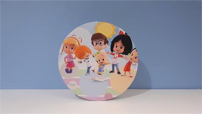 Painel Sublimado Redondo Cleo E Cuquin 60Cm - BB Festas Aluguel 