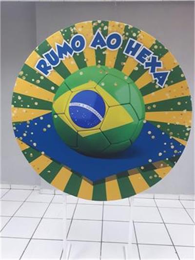 Painel Sublimado Redondo Rumo Ao Hexa 1,30Cm - BB Festas Aluguel 