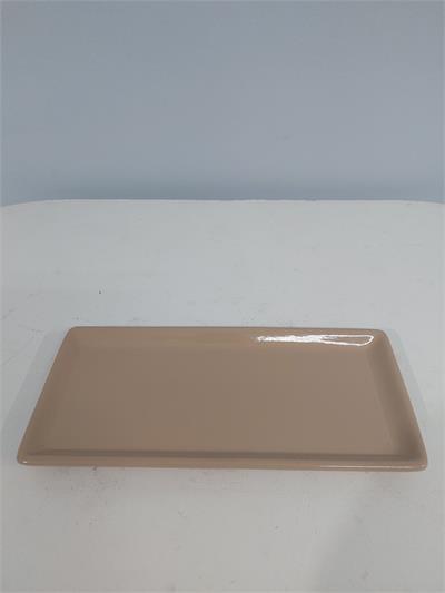 Bandeja Retangular Reto Bege Alt2Cm 14Cm X 30Cm - BB Festas Aluguel 