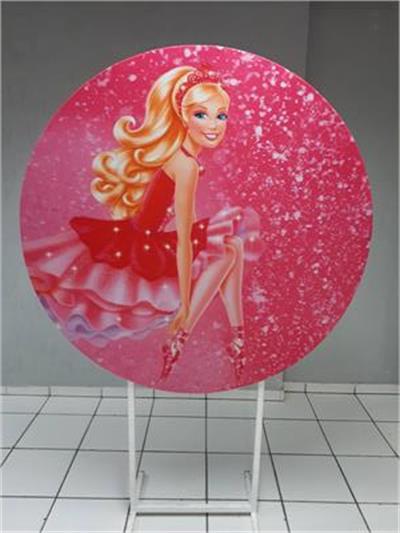 Painel Sublimado Redondo Barbie Bailarina 1,30Cm - BB Festas Aluguel 