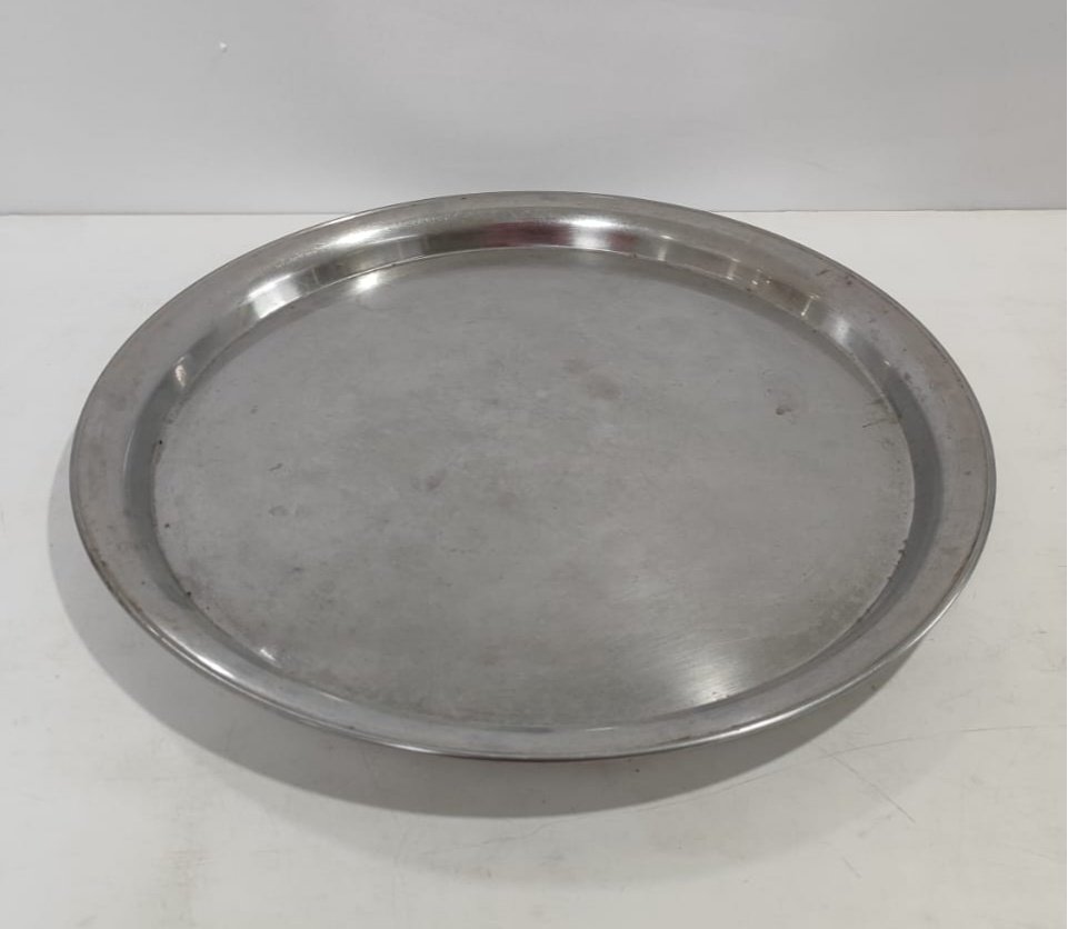 Bandeja Redonda Inox 45Cm Diametro - BBFestasAluguel 